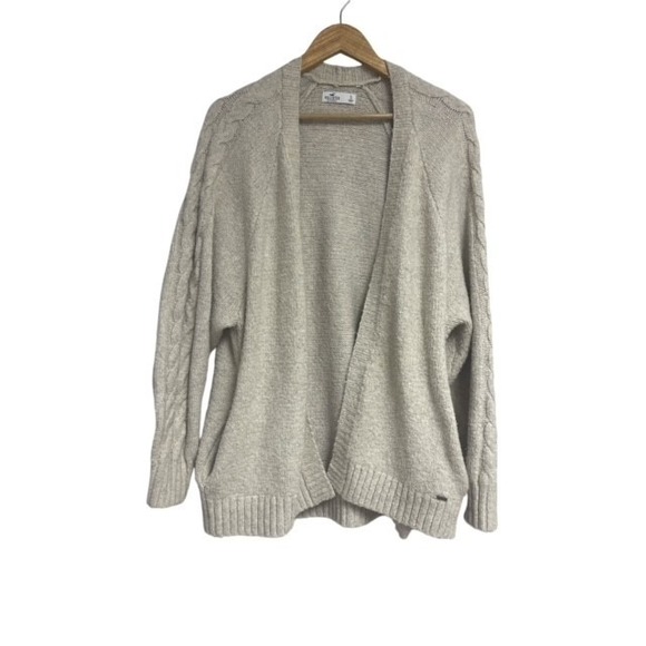 Hollister Co. Sweaters - Hollister Sweater Womens S Beige Cardigan Open Front Y2K Fuzzy Cozy Casual